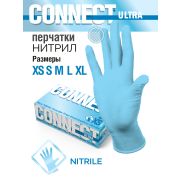 Перчатки нитриловые смотровые неопудренные нестерильные CONNECT Ultra Nitrile, L, 100 пар, ГОЛУБЫЕ