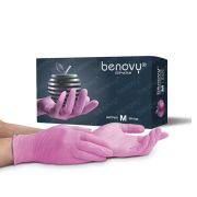 Перчатки нитрил текстур. на пальцах Benovy MultiColor M 50 пар, РОЗОВЫЕ (МАРКА)