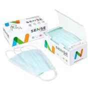 Маска мед. 3-х слойная на резинке SENSE 50 шт, Зеленый (картон)